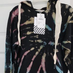 NWT: Free People/ Sandrine Rose Black Rainbow Tie-Dye Reggae Sweatshirt, Small